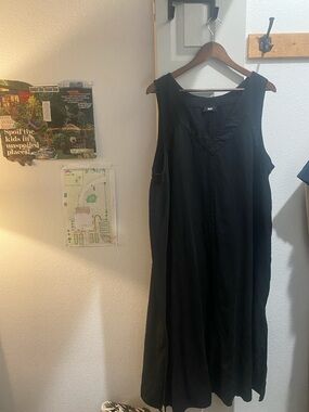 DKNY Linen Black Sleeveless Maxi Dress